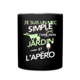 Mug uni - Un mec simple: Jardin et apéro - noir - front