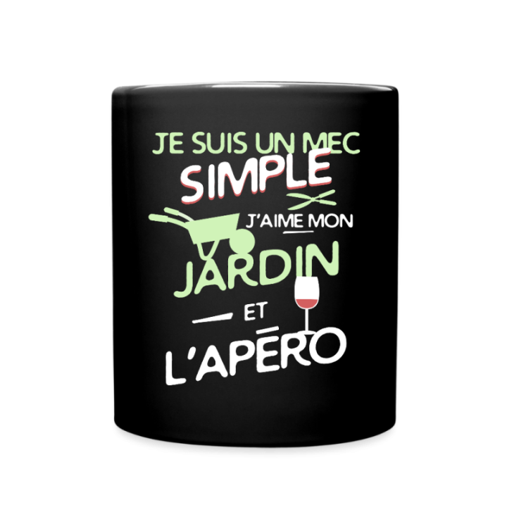 Mug uni - Un mec simple: Jardin et apéro - noir - front