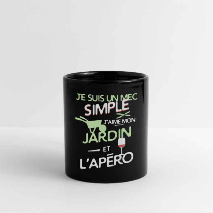Mug uni - Un mec simple: Jardin et apéro - noir - front