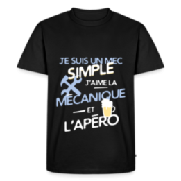 T-shirt premium homme - Un mec simple: Mécanique et apéro - noir - front