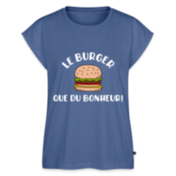 T-shirt à manches retroussées femme - Burger: Que du bonheur
