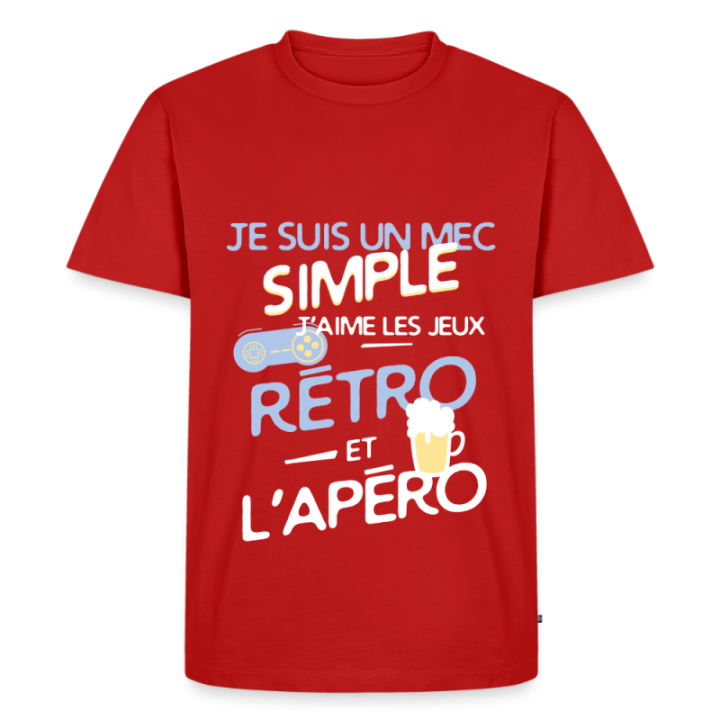 T-shirt premium homme - Un mec simple: Jeux rétro et apéro - rouge - front