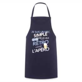 Tablier de cuisine - Un mec simple: Jeux rétro et apéro - marine - front