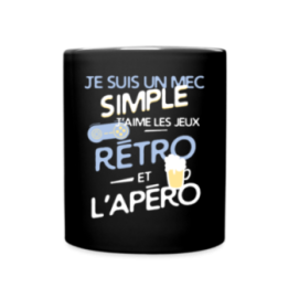 Mug uni - Un mec simple: Jeux rétro et apéro - noir - front