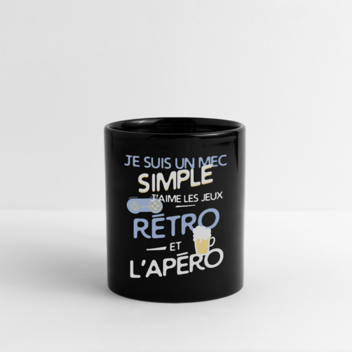 Mug uni - Un mec simple: Jeux rétro et apéro - noir - front