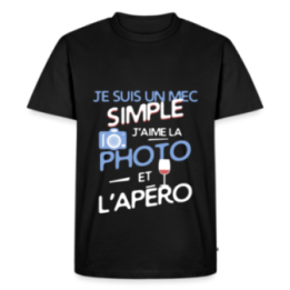 T-shirt premium homme - Un mec simple: Photo et apéro - noir - front