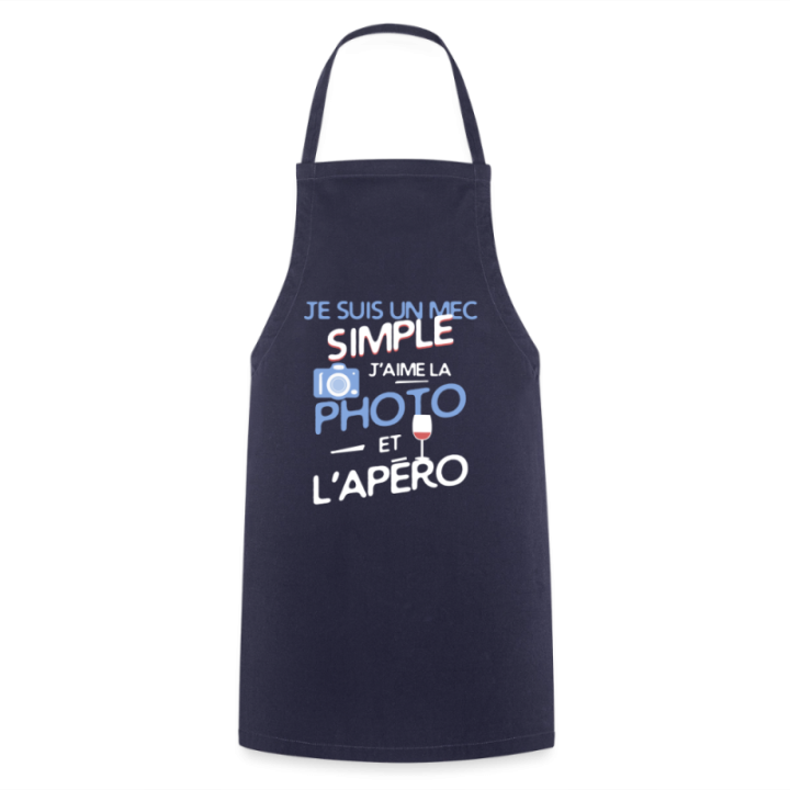 Tablier de cuisine - Un mec simple: Photo et apéro - marine - front