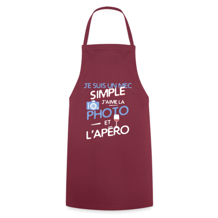 Tablier de cuisine - Un mec simple: Photo et apéro - bordeaux - front