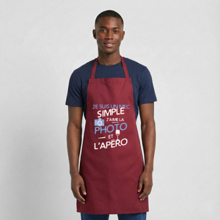 Tablier de cuisine - Un mec simple: Photo et apéro - bordeaux - front
