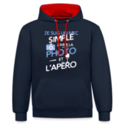 Sweat-shirt à capuche contrasté unisexe - Un mec simple: Photo et apéro