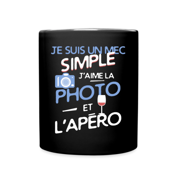 Mug uni - Un mec simple: Photo et apéro - noir - front