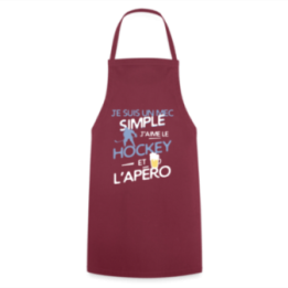 Tablier de cuisine - Un mec simple: Hockey et apéro - bordeaux - front
