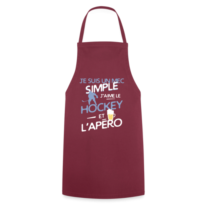 Tablier de cuisine - Un mec simple: Hockey et apéro - bordeaux - front