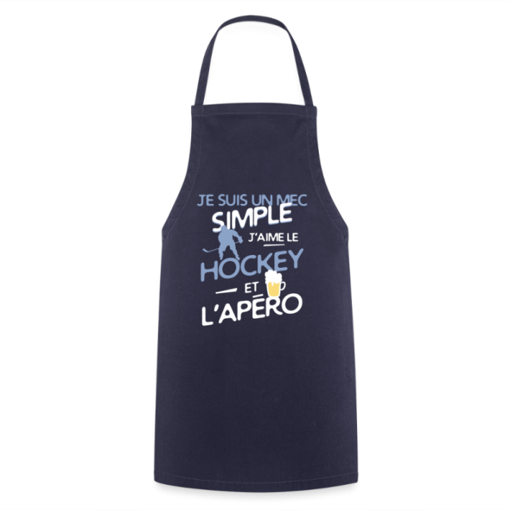 Tablier de cuisine - Un mec simple: Hockey et apéro - marine - front