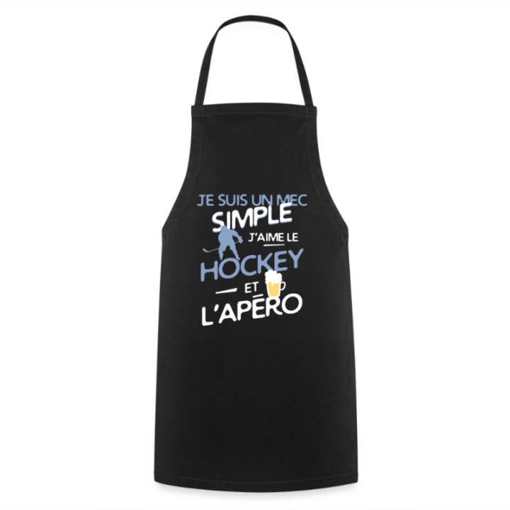 Tablier de cuisine - Un mec simple: Hockey et apéro - noir - front