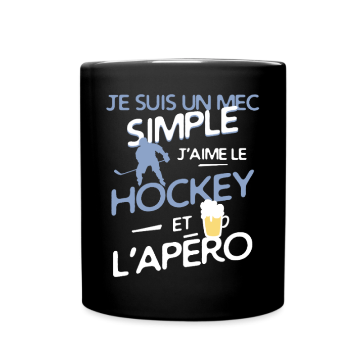 Mug uni - Un mec simple: Hockey et apéro - noir - front