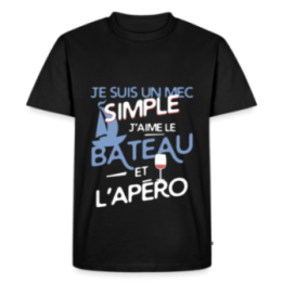 T-shirt premium homme - Un mec simple: Bateau et apéro - noir - front