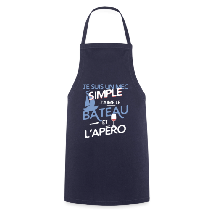 Tablier de cuisine - Un mec simple: Bateau et apéro - marine - front