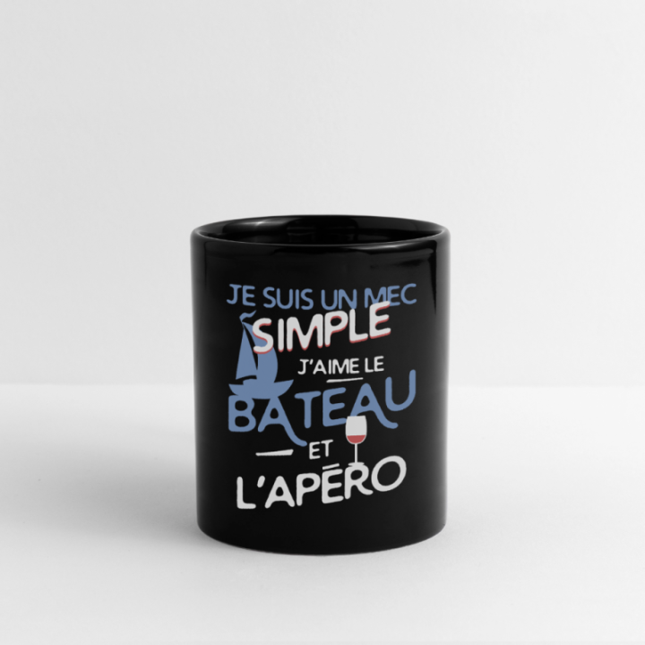 Mug uni - Un mec simple: Bateau et apéro - noir - front