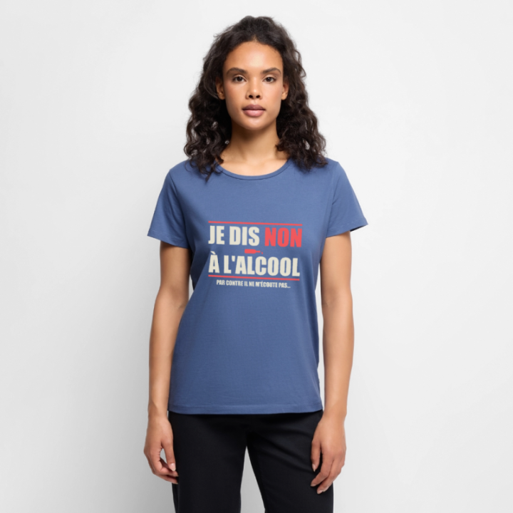 T-shirt premium femme - Je dis non à l'alcool - bleu pigeon - front