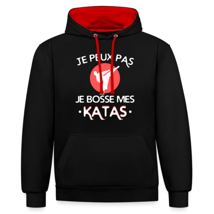 Sweat-shirt à capuche contrasté unisexe - Je peux pas