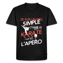 T-shirt premium homme - Un mec simple: Karaté et apéro - noir - front