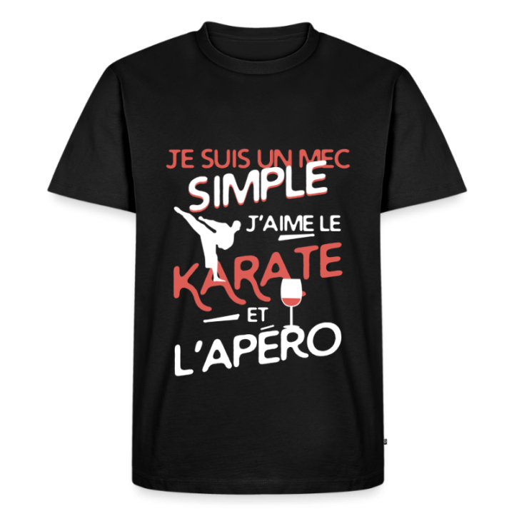 T-shirt premium homme - Un mec simple: Karaté et apéro - noir - front