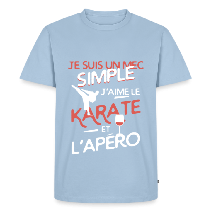 T-shirt premium homme - Un mec simple: Karaté et apéro - bleu clair - front