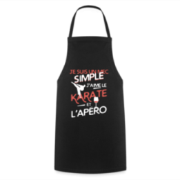Tablier de cuisine - Un mec simple: Karaté et apéro - noir - front