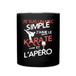 Mug uni - Un mec simple: Karaté et apéro - noir - front