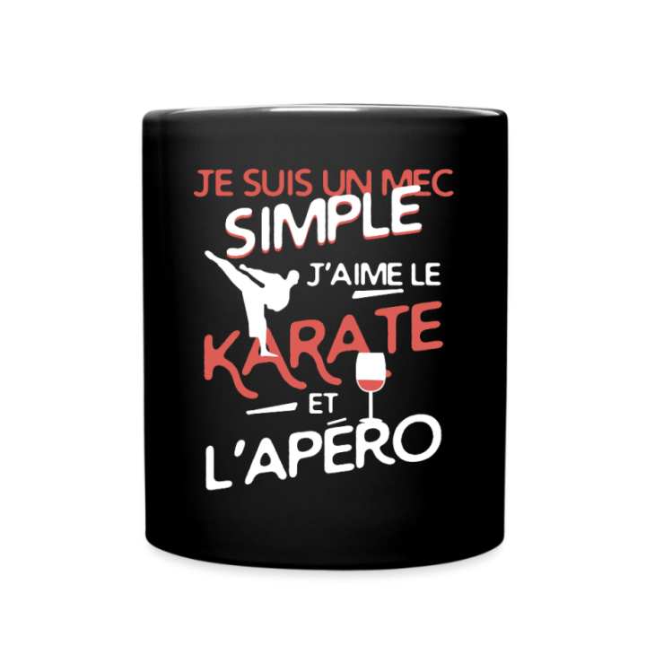 Mug uni - Un mec simple: Karaté et apéro - noir - front