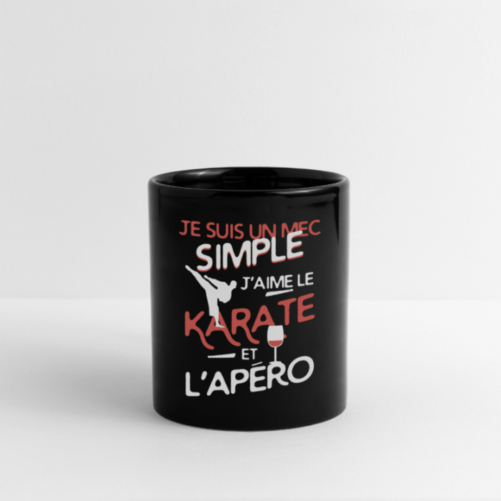 Mug uni - Un mec simple: Karaté et apéro - noir - front