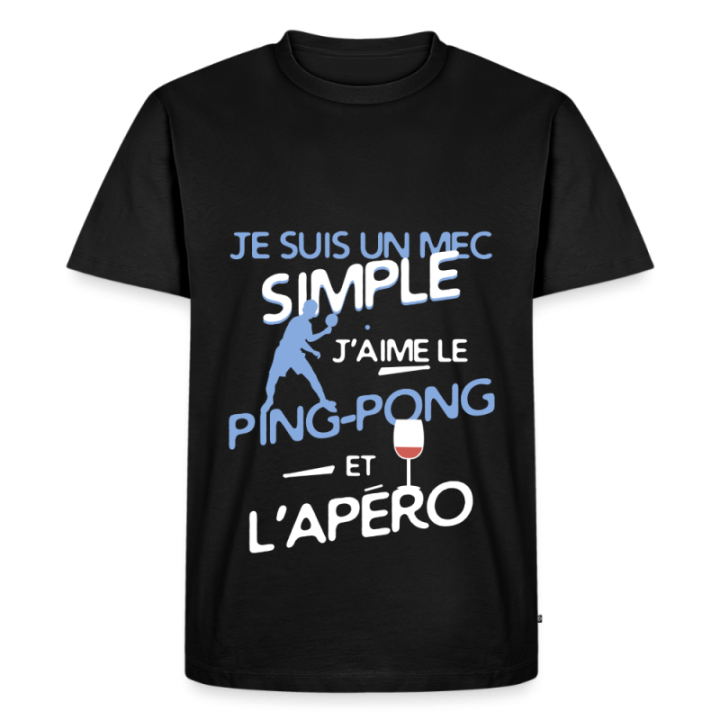 T-shirt premium homme - Un mec simple: Ping-pong et apéro - noir - front