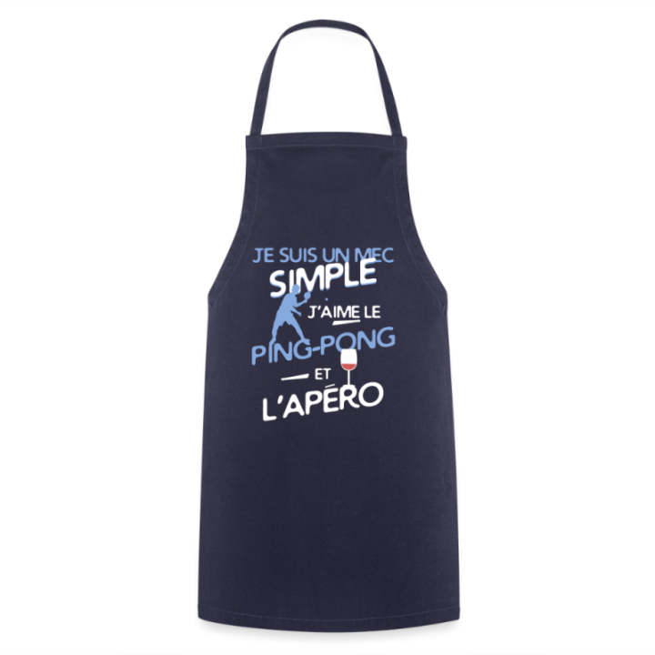 Tablier de cuisine - Un mec simple: Ping-pong et apéro - marine - front