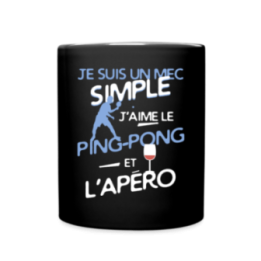 Mug uni - Un mec simple: Ping-pong et apéro - noir - front
