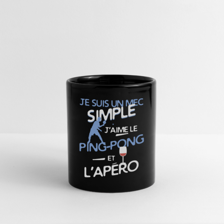 Mug uni - Un mec simple: Ping-pong et apéro - noir - front