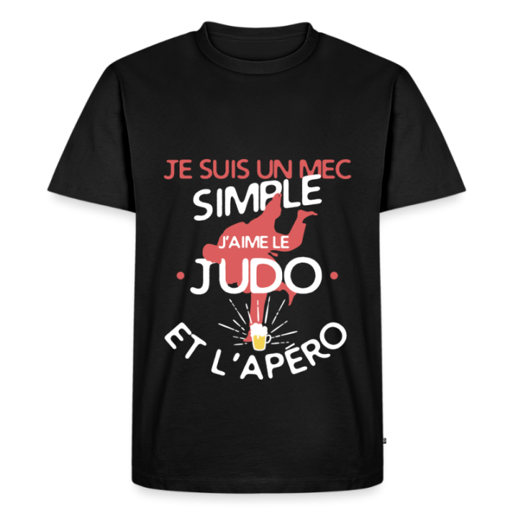 T-shirt premium homme - Un mec simple: Judo et apéro - noir - front