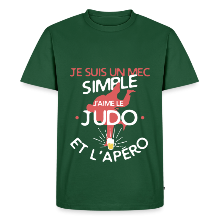 T-shirt premium homme - Un mec simple: Judo et apéro - vert bouteille - front