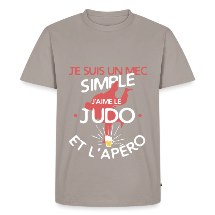 T-shirt premium homme - Un mec simple: Judo et apéro - taupe - front