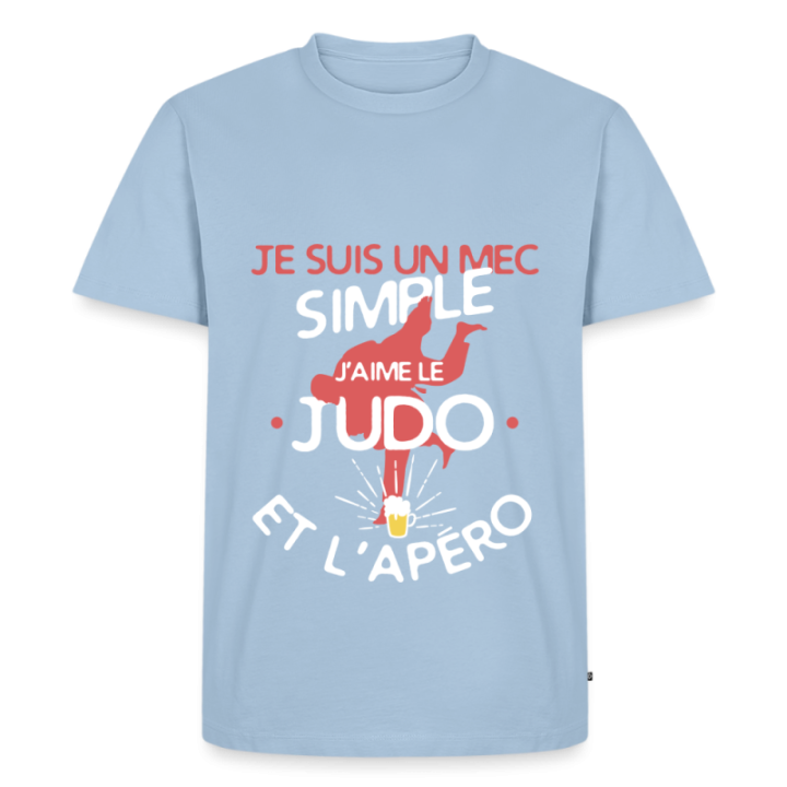 T-shirt premium homme - Un mec simple: Judo et apéro - bleu clair - front