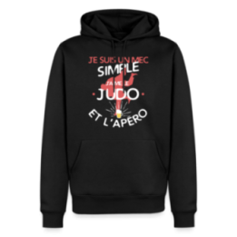 Sweat-shirt à capuche premium homme - Un mec simple: Judo et apéro - noir - front