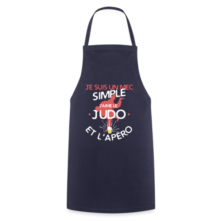 Tablier de cuisine - Un mec simple: Judo et apéro - marine - front