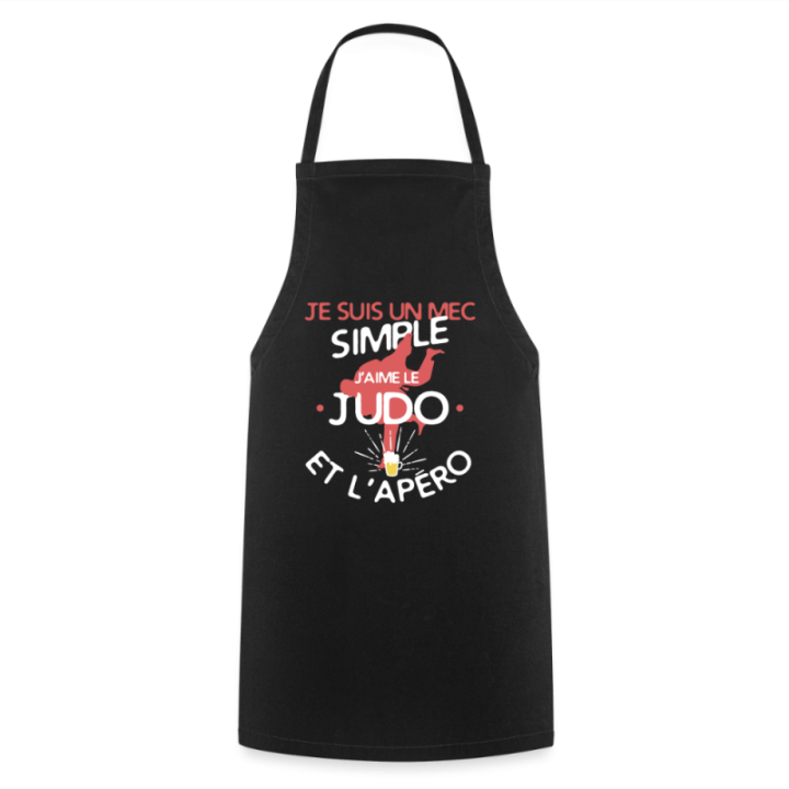 Tablier de cuisine - Un mec simple: Judo et apéro - noir - front