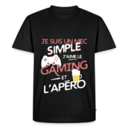 T-shirt premium homme - Un mec simple: Gaming et apéro - noir - front