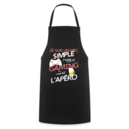 Tablier de cuisine - Un mec simple: Gaming et apéro - noir - front