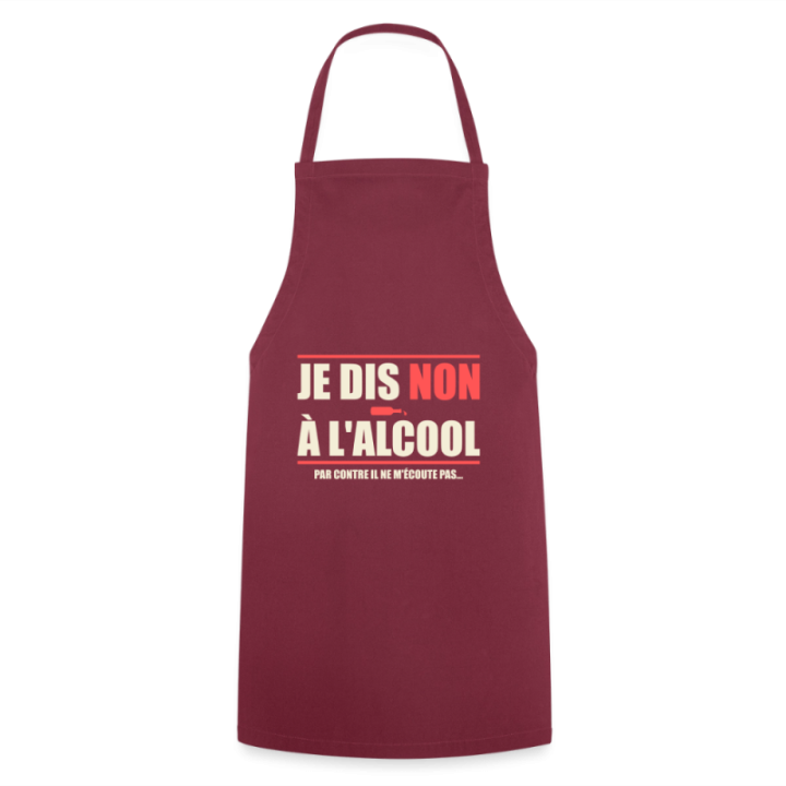 Tablier de cuisine - Je dis non à l'alcool - bordeaux - front