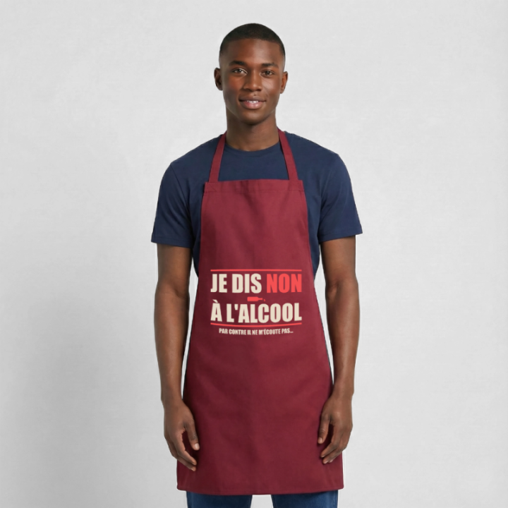 Tablier de cuisine - Je dis non à l'alcool - bordeaux - front