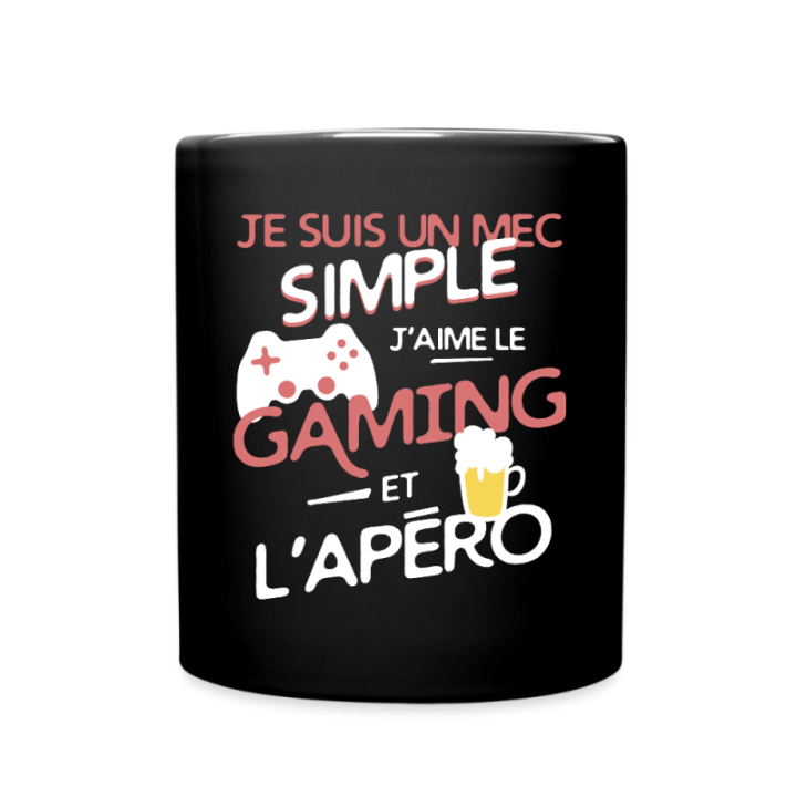 Mug uni - Un mec simple: Gaming et apéro - noir - front