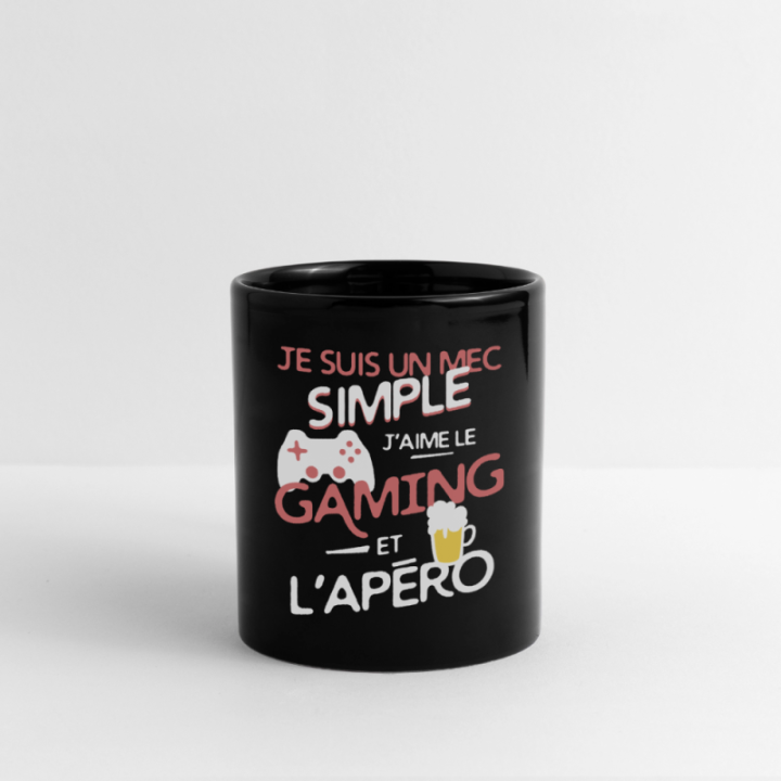 Mug uni - Un mec simple: Gaming et apéro - noir - front