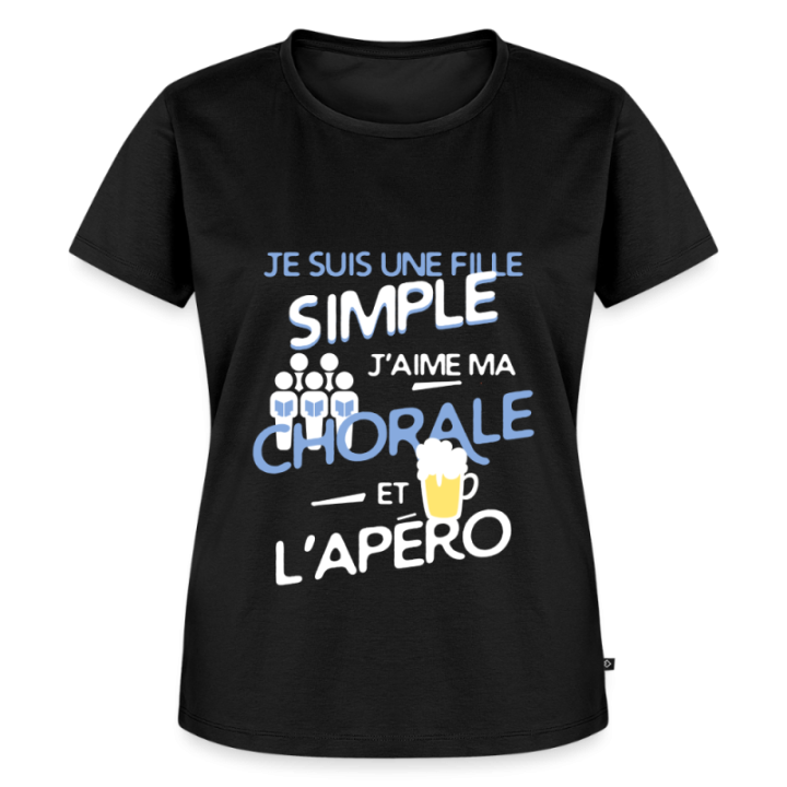 T-shirt premium femme - Une fille simple: Chorale et apéro - noir - front